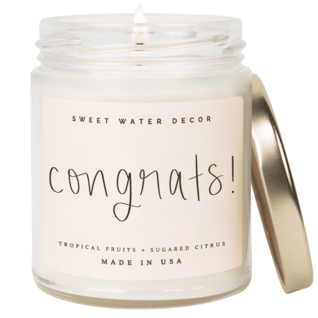 congrats 9oz soy candle sweet water decor